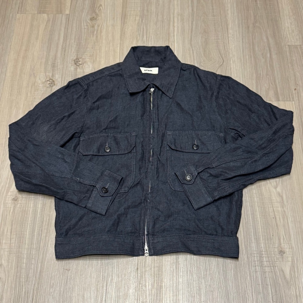 Buck Mason Loomed Linen Station Jacket M Washed Navy Full Zip BM17138